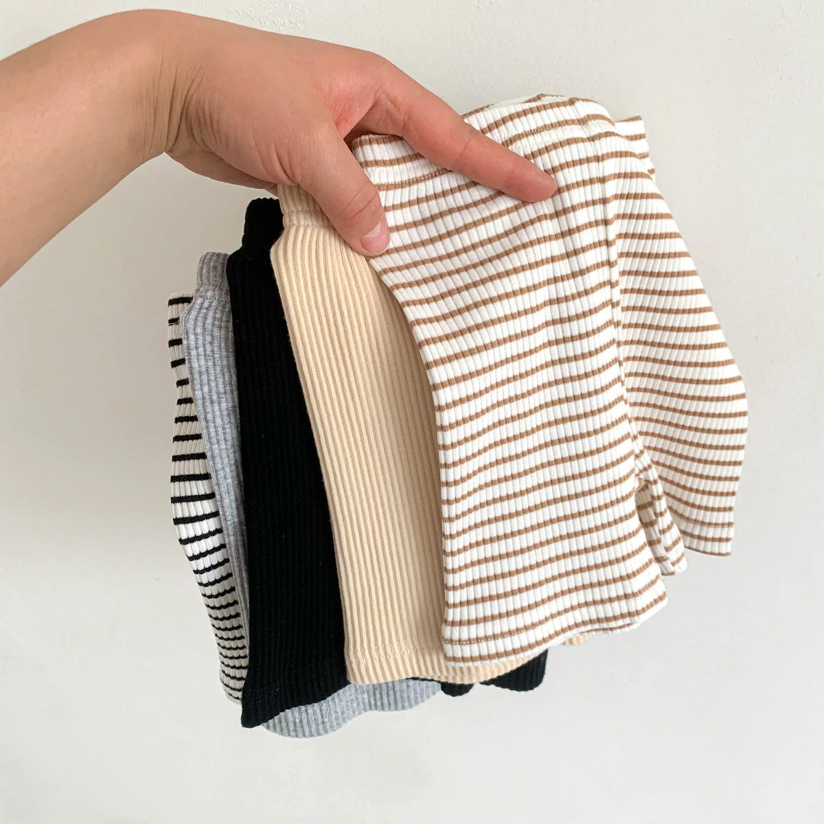 UNISEX Stripe Ribbed Cycling Shorts