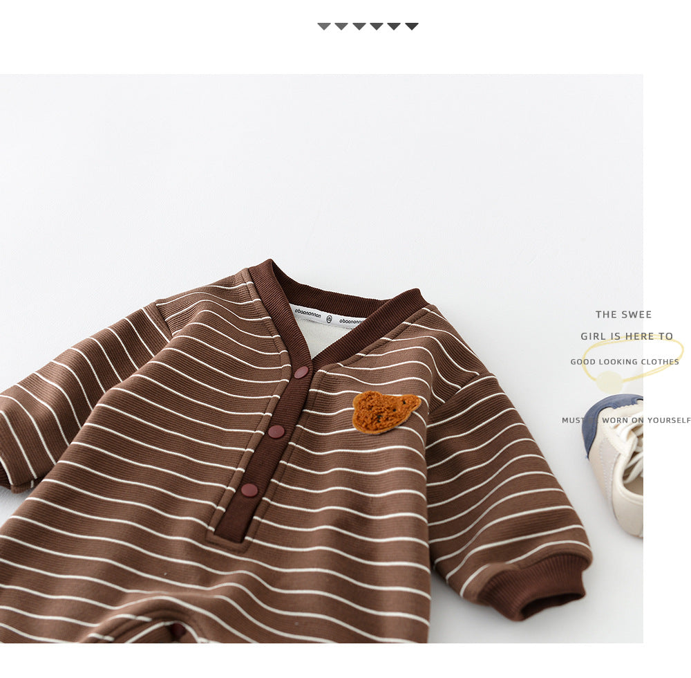 GIANNI STRIPE FLEECE ROMPER