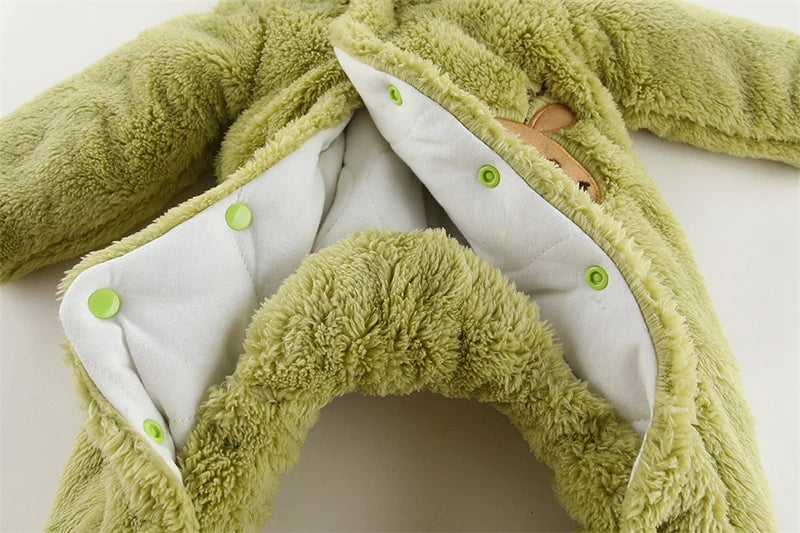 LEON Warm Cotton Fleece Hooded Romper