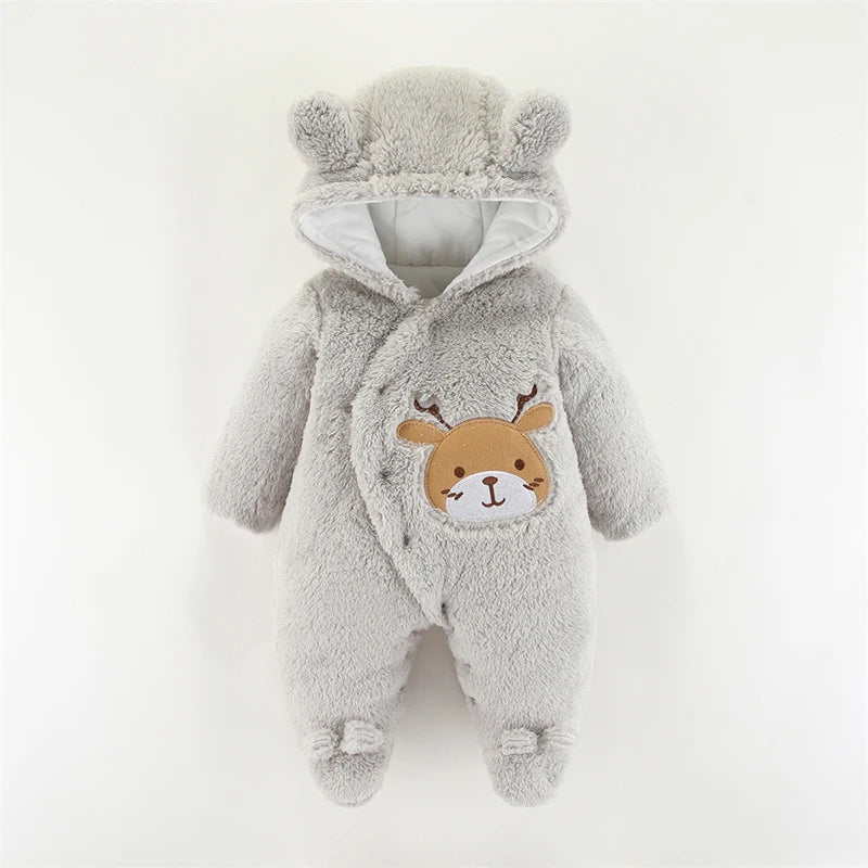 LEON Warm Cotton Fleece Hooded Romper