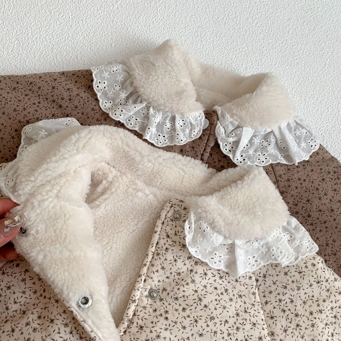 FLORAL FLEECE THICKEN BABY JUMPSUIT