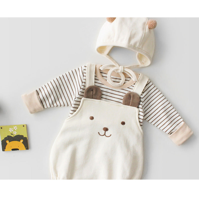 Spanish Baby Teddy Bear Overall Rompers & Bonnets
