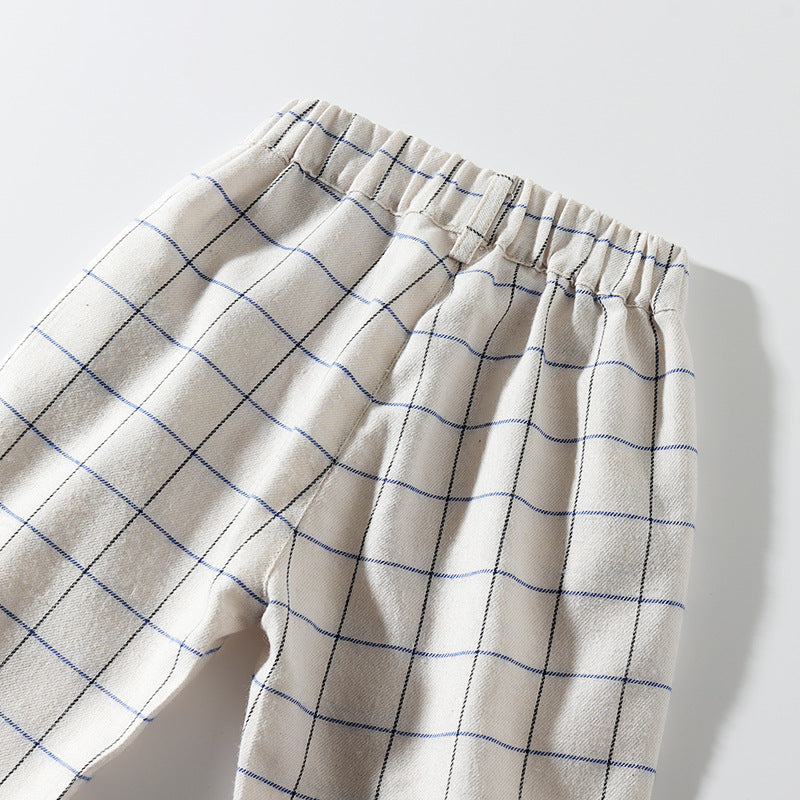 4 Pcs Window Pane Pattern Design Little Gentlemen Suit Set