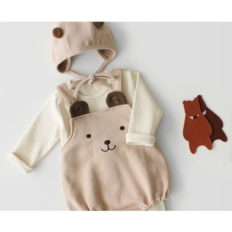 Spanish Baby Teddy Bear Overall Rompers & Bonnets