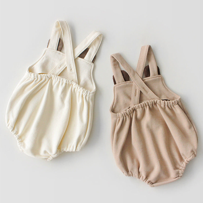 Spanish Baby Teddy Bear Overall Rompers & Bonnets